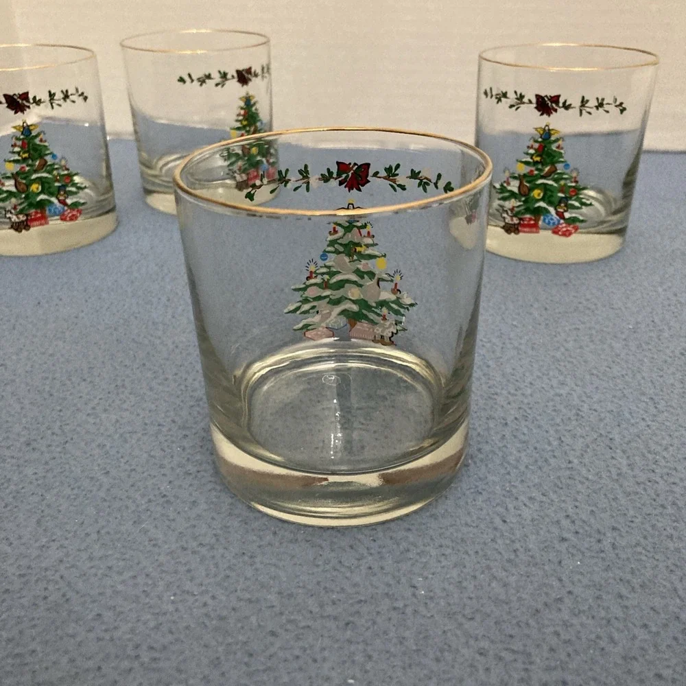 VTG Holiday by Montgomery‎ Wards Christmas Tree Old Fashion Glasses - Set of 4